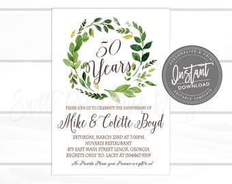 50th anniversary invitation etsy