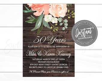 50th Anniversary Invitation Etsy