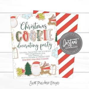 Christmas Cookie Decorating Party, Editable Christmas Party template, Cookie decorating, gingerbread, Christmas Invite, Instant Download