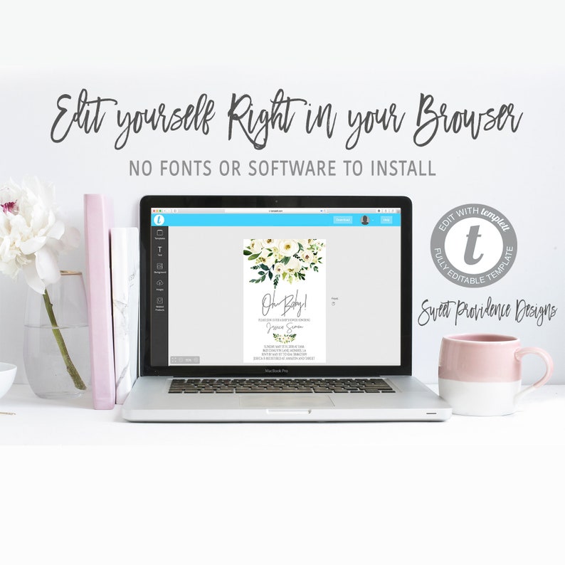 Mother's Day Brunch Invitation, EDITABLE Church Brunch Invite, Mothers Day Tea, Elegant Pink Floral PRINTABLE Invite, Instant Access image 3