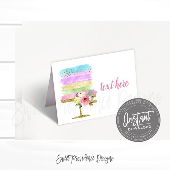 Two Sweet Food Tent, Editable Birthday Name Place Cards, Folded tent card, Two Sweet Printable Template, Instant Access Il_570xn
