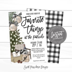 Holiday Party, Christmas Invitation, Editable Favorite Things Party Invite template, Company Party, Business Flyer, School, Instant Access