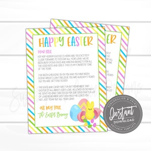 Letter From the Easter Bunny To kids, Printable Kids Easter Morning Surprise Editable Letter Template, Basket Filler, DIY Instant Download image 2