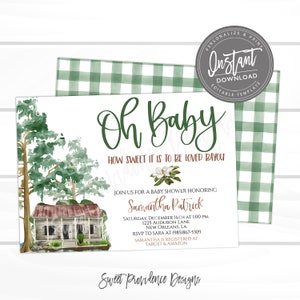 Bayou baby shower invitation, Swamp Invitation, Neutral Baby Shower Invitation, Elegant Southern Invite, Editable Invitation, Instant Access