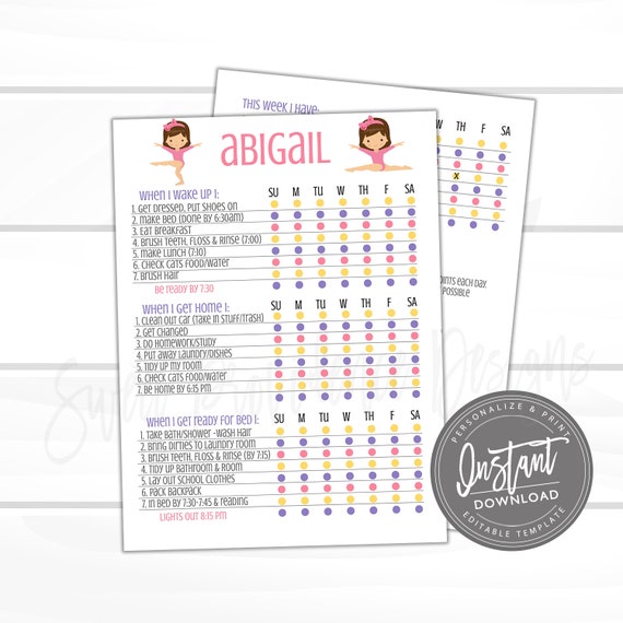 Editable Kids Checklist Daily Task List Customizable Chore Chart Kids Weekly Planner Gymnast Chore Chart Printable Instant Access By Sweet Providence Designs Catch My Party Editable Kids Checklist Daily Task List Customizable Chore Chart Kids Weekly Planner Gymnast Chore Chart Printable Instant Access By Sweet Providence Designs Catch My Party
