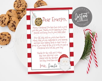 EDITIERBARER Brief von Santa, Santa Letter Download, personalisierter Heiligabend-Cookie-Brief, druckbarer Weihnachtsmannbrief, Instant Download