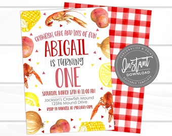 Crawfish Boil Birthday Invitation, Editable Kids Birthday Invite, Any Occassion Crawfish Boil invitation, Printable Instant Access Edit Now