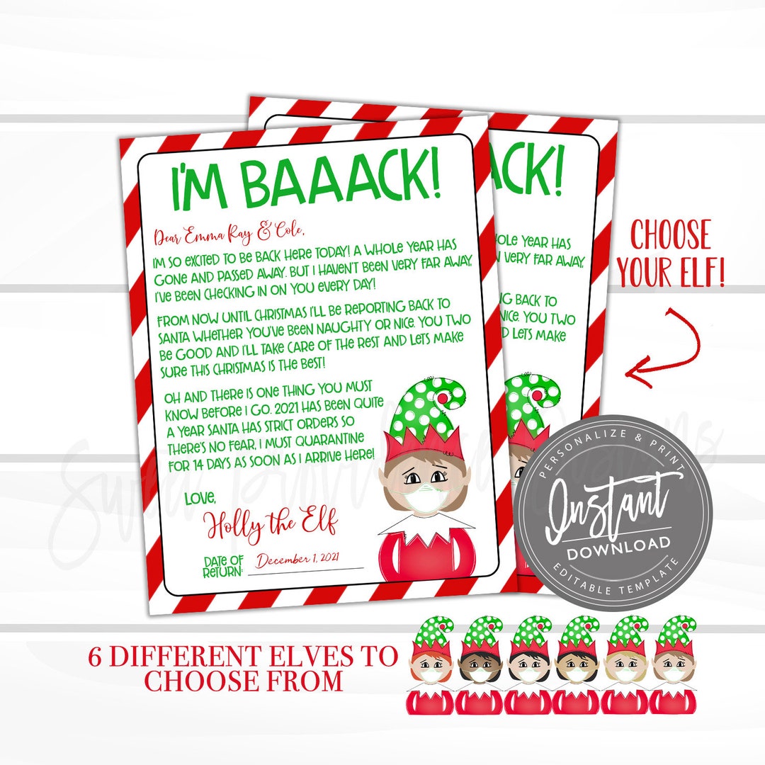 Elf Quarantine Arrival Letter, Editable Elf Welcome Note, 2021 Santa ...