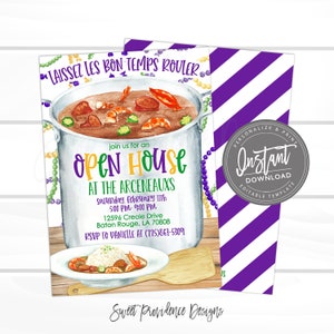 Mardi Gras Gumbo Party Invitation, Editable Invitation, Any Occassion Invitation, Editable Open House, Company Invitation, Instant Access