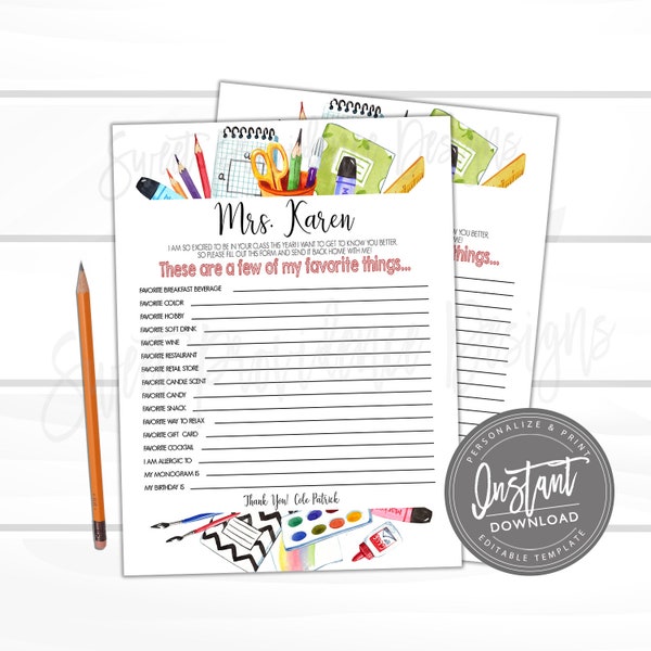A Few of My Favorite Things Printable - Etsy