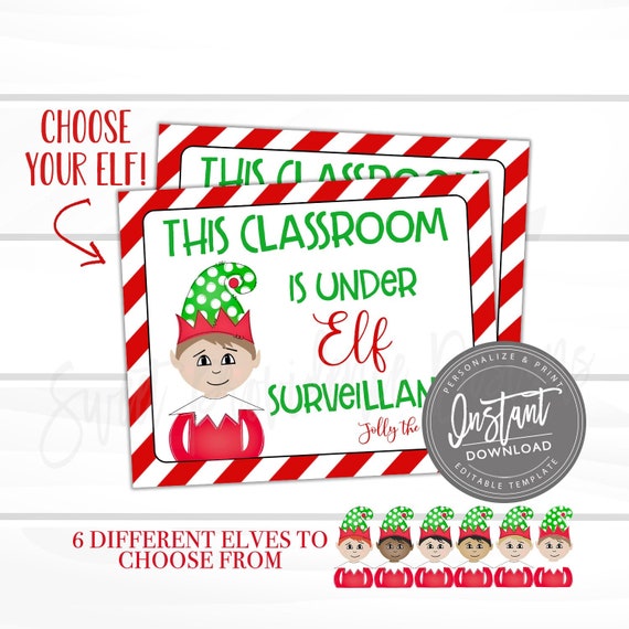 Editable Elf Classroom Sign, Printable Elf Letters, Note from the Elf, Elf Prop Idea, Elf Activity Santa North Pole INSTANT ACCESS, Edit Now Il_570xn
