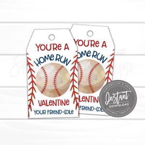 Baseball Valentine Card, Printable Baseball Favor Tag, Sports Valentine Party, Editable Valentine Card Kids, template INSTANT ACCESS