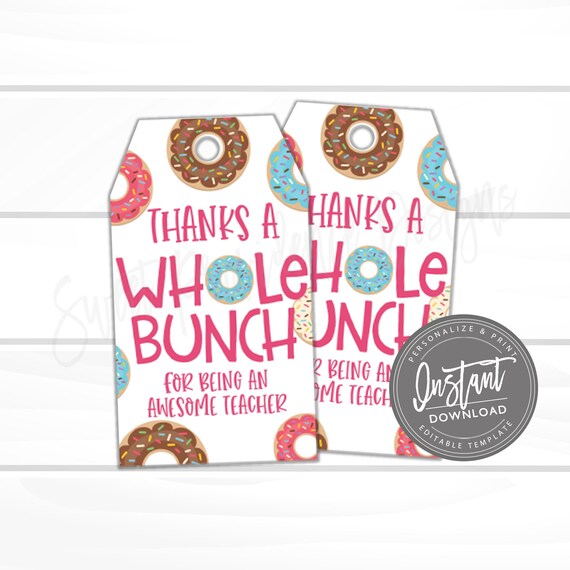 Teacher Appreciation Gift Tag, Thank You Favor Tag Template, DIY End of School Year Tag Printable, Instant Access,Edit Yourself Il_570xn