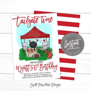 Football Birthday Invitation, Editable Boy Girl football birthday Birthday template, Bulldog Football tailgate time Invite, Instant Access