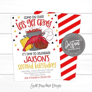 Crawfish Boil Birthday Invitation, Editable Kids Crawfish Boil Birthday Invite, Any Occassion invitation, Printable Instant Access Edit Now image 1