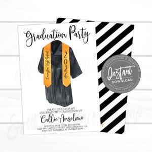 Graduation Party Invitation, Grad Party invite, Class of 2026, Editable Graduation Announcement Invitation, Decor Printable Instant Access