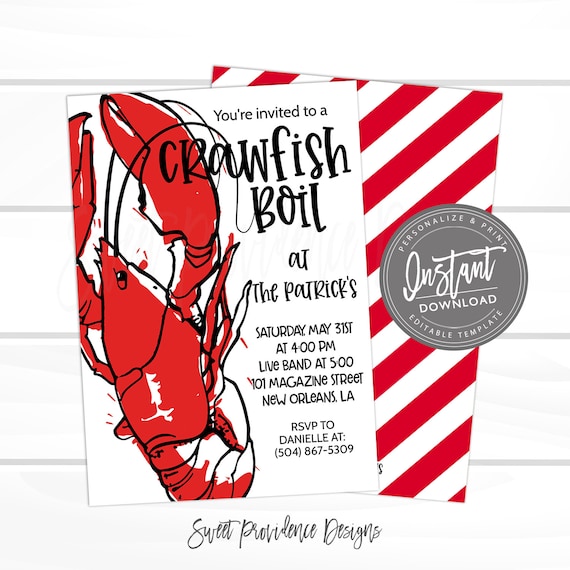 Crawfish Boil Invitation, Any Occassion Crawfish Boil invite, Editable Graduation Birthday Neighborhood Company Invitation, Instant Access Il_570xn