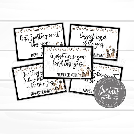 New Years Eve Party Game Memories Game Card, Editable NYE Game ...