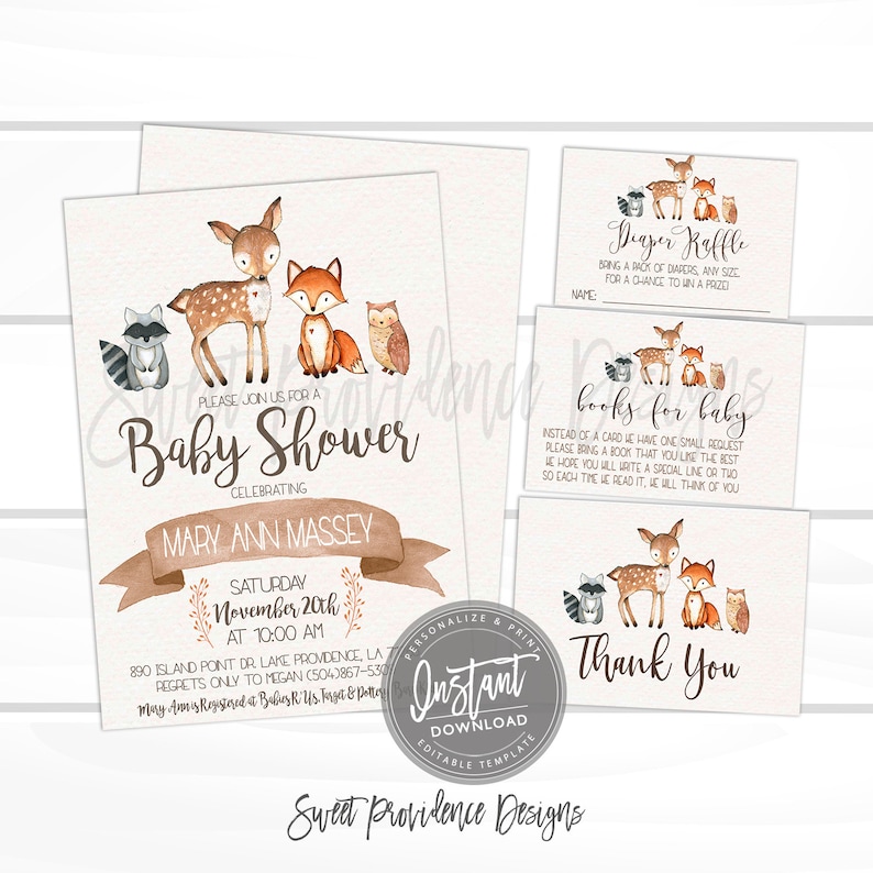 Woodland Baby Shower Invitation Kit Woodland Animals Etsy Woodland Baby Shower Invitation Kit Woodland Animals Etsy