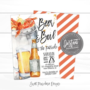 Crawfish Beer and Boil Invitation, Any Occassion Crawfish Boil, Editable Graduation Birthday company Invite, Instant Access