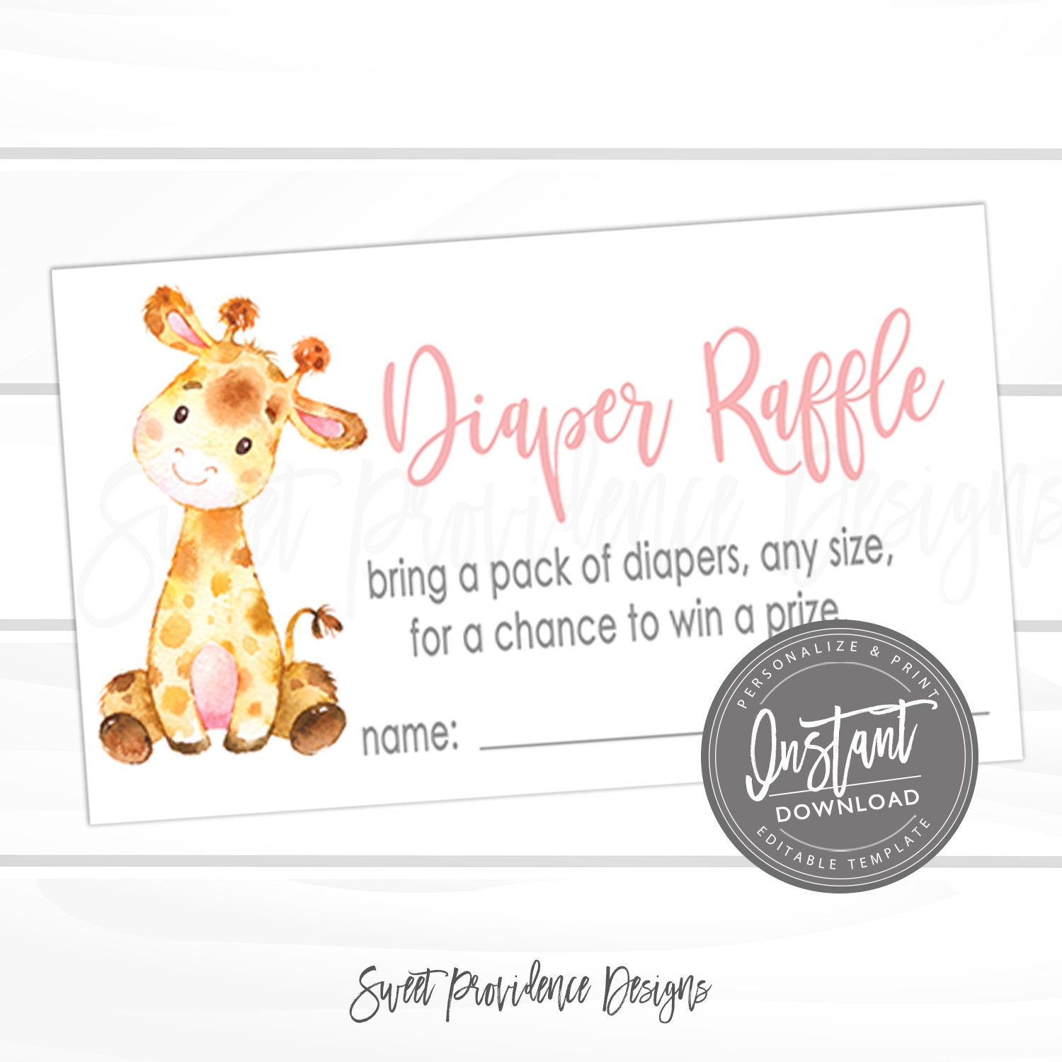 diaper raffle card giraffe diaper raffle card editable etsy raffle cards