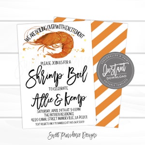 Shrimp Boil Invitation, Engagement Shrimp Boil invitation, Shrimp Couples Shower Birthday company, Editable Invitation , Instant Access