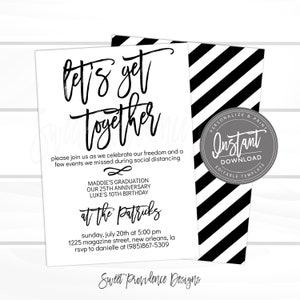 Let's get Together Party Invitation, Everything We Missed, Lets Get Together Birthday, Graduation Editable Digital Printable Instant Access