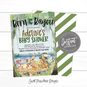 Born on the Bayou Baby Shower Invite, Bayou Theme Invite, Gender Neutral, Editable Boy/Girl Baby Shower template, Printable Instant Access