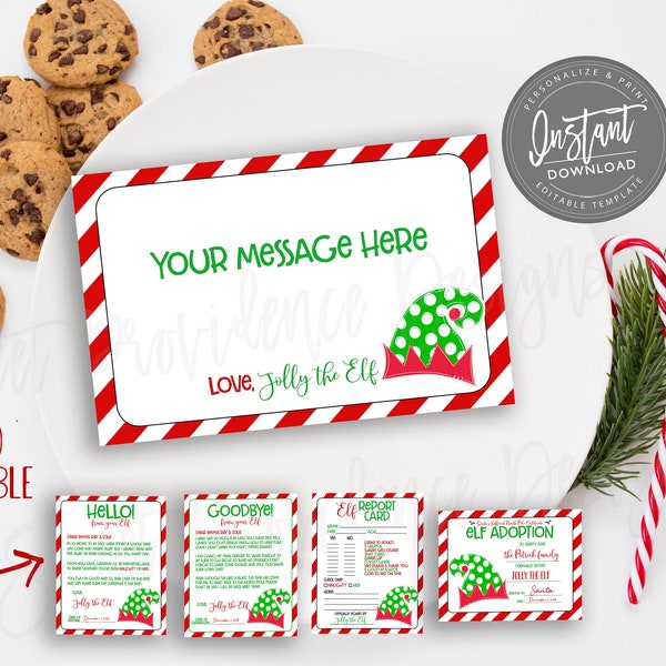 EDITABLE Elf Note Cards, Printable Elf Letters, Notes from the Elf, Elf Prop Idea, DIY Elf Activity Santa North Pole Instant Access edit now