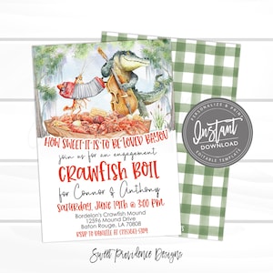 Crawfish Boil Invitation, Crawfish Couples Shower Engagement Invite, How Sweet to be Loved Bayou Editable ANY Event, Instant Access EDIT NOW