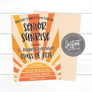 Senior Sunrise invitation, Senior Week Grad Party Breakfast Invite, Editable template, Class of 2026 Instant Access Edit Now Bild 1