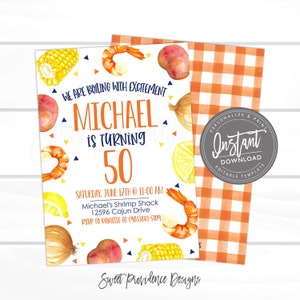 Shrimp Boil Invitation, Any Occassion Shrimp Boil invitation, Graduation Birthday company, Editable Invitation, , Instant Access