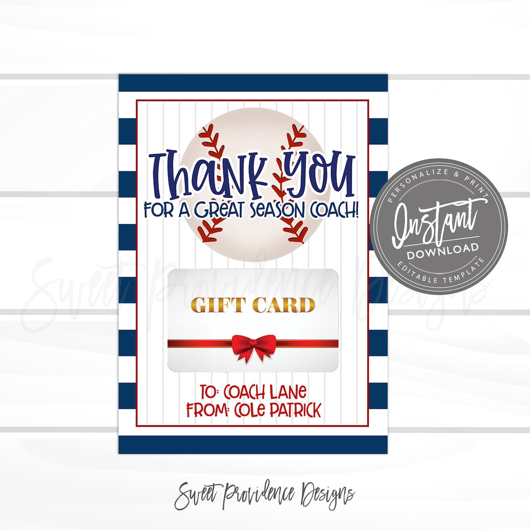EDITABLE Baseball Gift Card Holder End of Baseball Season Etsy