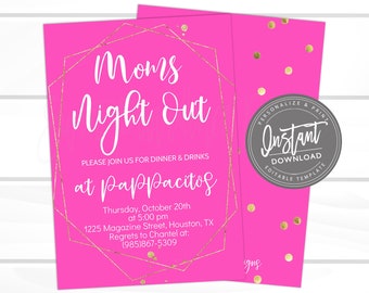 Moms Night Out uitnodiging, bewerkbare Girls Night Out, Moms Night Party, Ladies Night uitnodiging, dames verjaardag, Instant Access, NU BEWERKEN