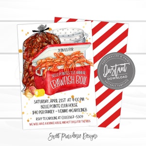 Crawfish Boil Invitation, Any Occassion Crawfish Boil invite, Editable Graduation Birthday Neighborhood Company Invitation, Instant Access