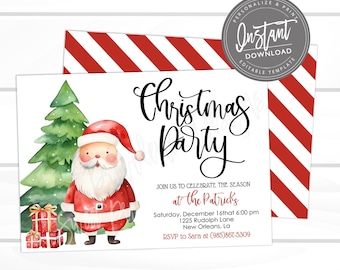 Christmas Invitation, Christmas Santa, Editable Christmas Party Template, Merry little Christmas Invite, Christmas Party, Instant Access