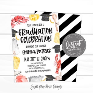 Graduation Party Crawfish Boil invitation, Crawfish Boil Invitation, Editable Crawgrad Boil Invite, class of 2022, Instant Access- Edit now