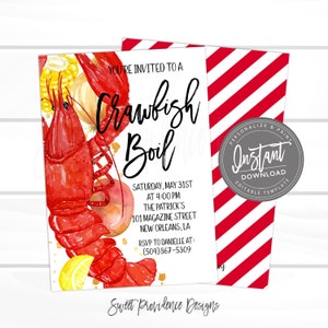 Crawfish Boil Invitation, Any Occassion Crawfish Boil invitation, Editable Graduation Birthday company Invitation, Instant Access EDIT NOW image 1