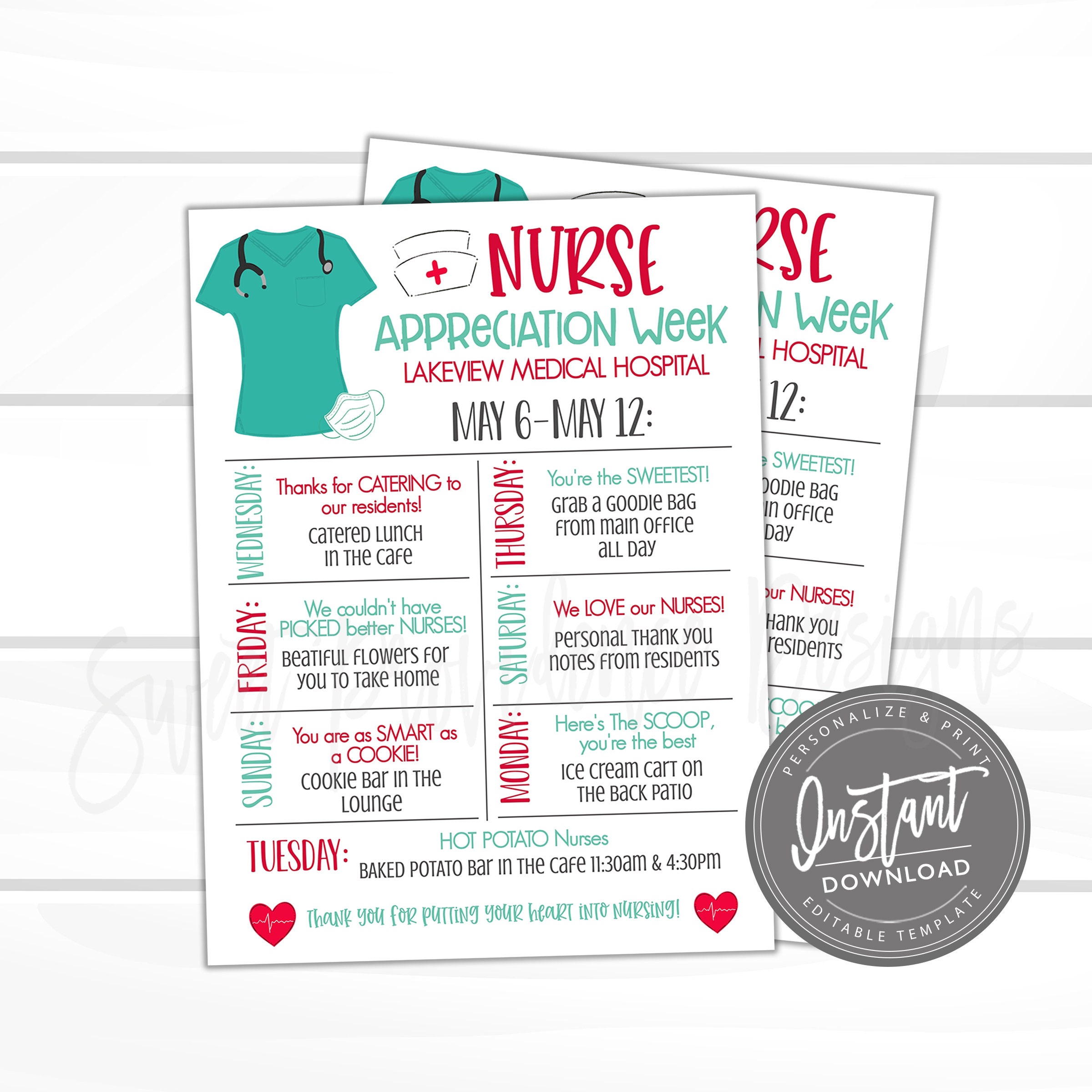 Nurses Week Programme EDITABLE National Nurses Week Schedule Events, Nurse Appreciation Week ...