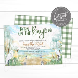 Born on the Bayou Baby Shower Invite, Bayou Theme Invite, Gender Neutral, Editable Boy/Girl Baby Shower template, Printable Instant Access