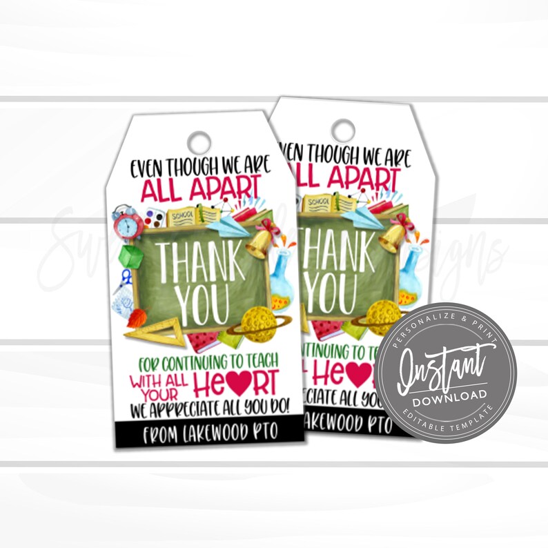 Virtual Teacher Appreciation Week Thank You Gift Tag