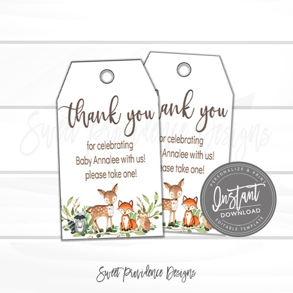 woodland thank you tags