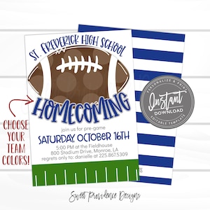 Homecoming Football Invitation, Editable Tailgate Party Flyer, Football Season Party, Football Tailgate Party, Instant Access Edit Now