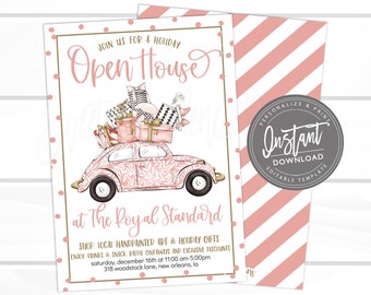Christmas Flyer, Editable Open House Holiday Boutique Invite, Business Shopping Flyer, Small Business Open House Template Instant Download