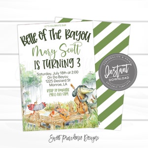 Belle of the Bayou Invitation, Any Occassion Crawfish Boil invite, Editable Graduation, Any Age Birthday Neighborhood Party, Instant Access