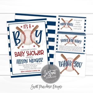 EDITABLE Baseball Baby Shower Invitation, Little Slugger Baby Shower Invite, It's a Boy Shower, Digital Printable Instant Access - EDIT NOW