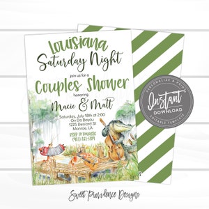Louisiana Saturday Night, Any Occassion, Bayou theme Couple&#39;s Shower, Editable Graduation Birthday, Any Occasion Invite, Instant Access