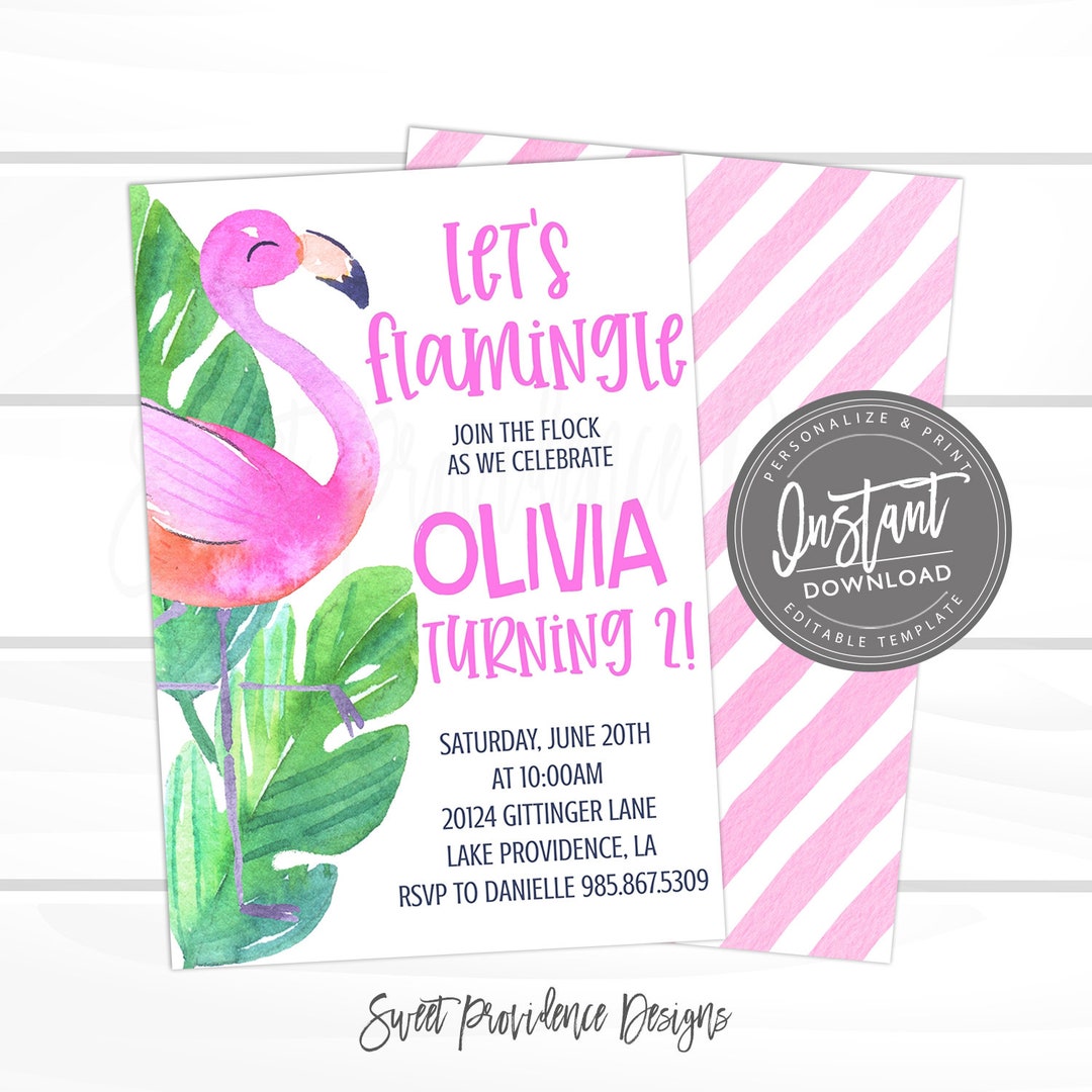 Flamingo Birthday Invitation, Let's Flamingle Invite, Tropical ...