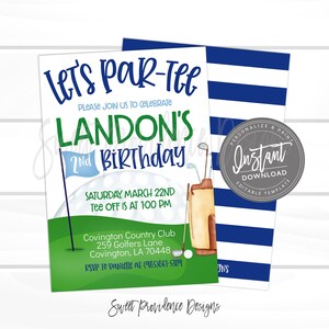 Golf Birthday Invitation, Let's Par-Tee, Editable golf party, Boy Sports Birthday Invitation, Top Printable Instant Access EDIT NOW