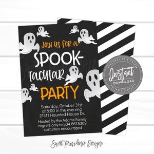 Halloween Party Invitation, Spooktacular Halloween Invite, Halloween Printable, Costume Party Printable, Birthday, EDITABLE INSTANT DOWNLOAD image 1